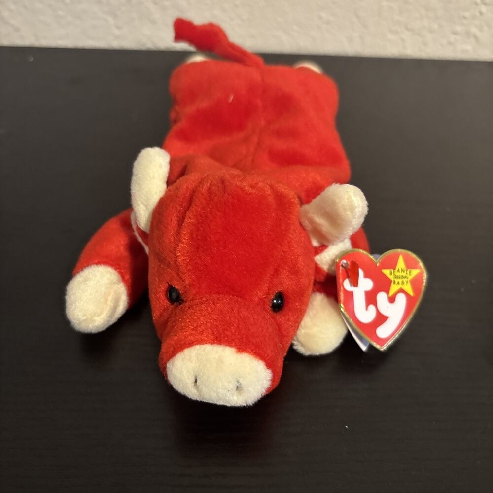 Ty Beanie Buddy Snort the Bull Plush Toy - DOB May 15, 1995